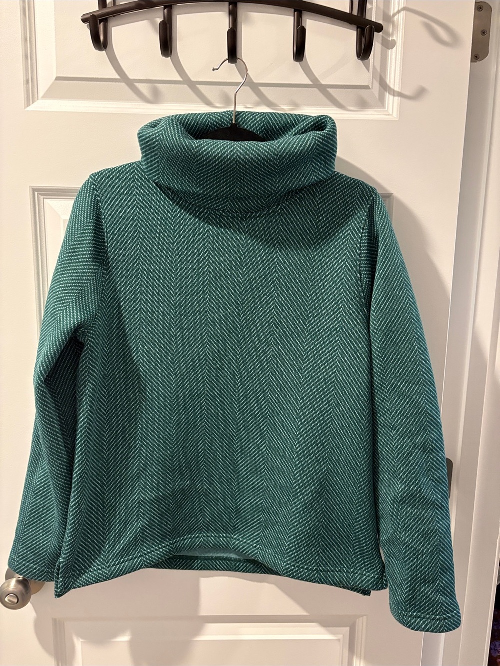 J. Crew Green Chevron Funnel Neck Sweater